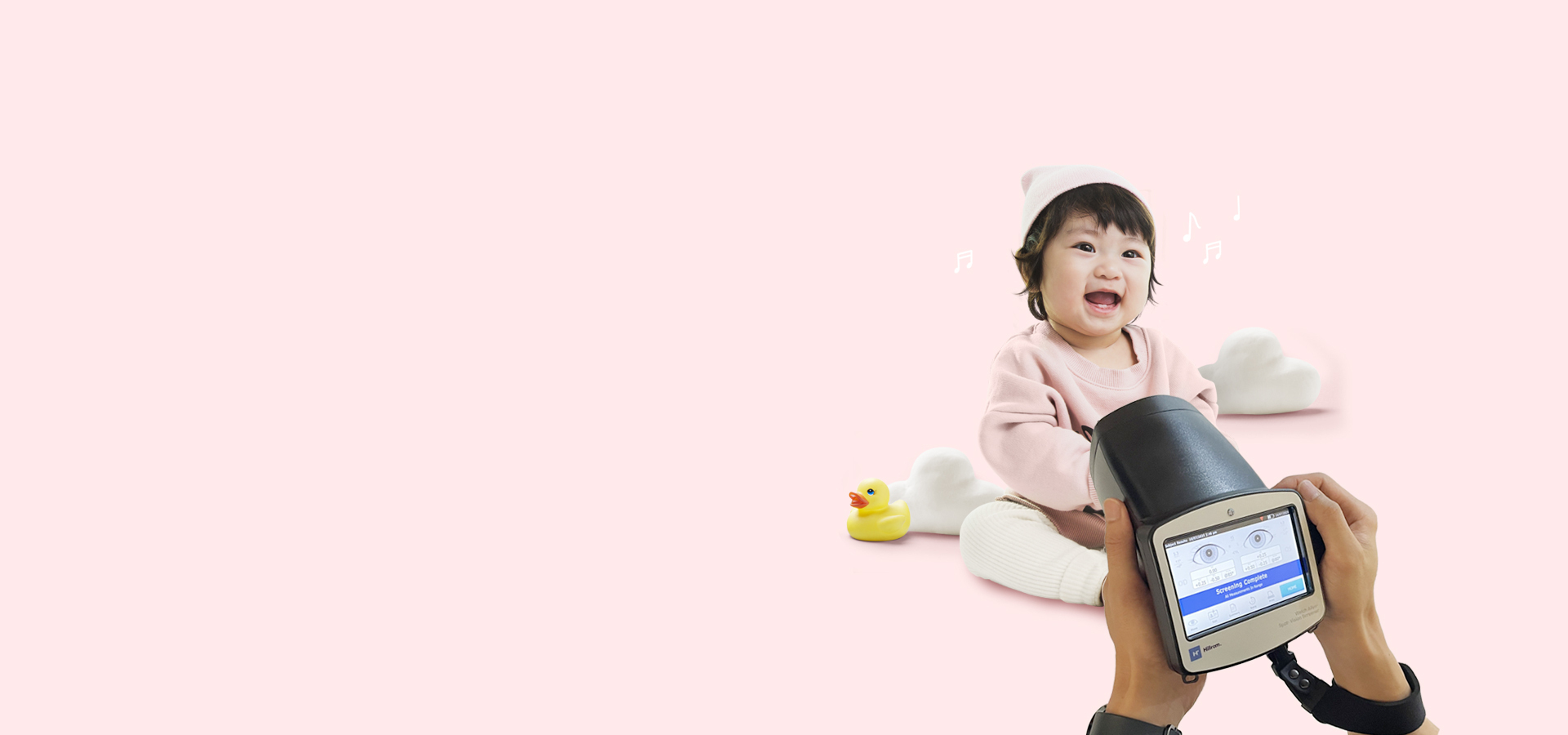 All Kids 365 Medical Clinic|영유아 시력검진 장비 <b>'스팟 비전 스크리너' 도입</b>|영유아의 시력 이상(근시, 원시, 난시, 사시, 부등시 등)을 <br class='pcbr'>비접촉식으로 빠르게 검진합니다.